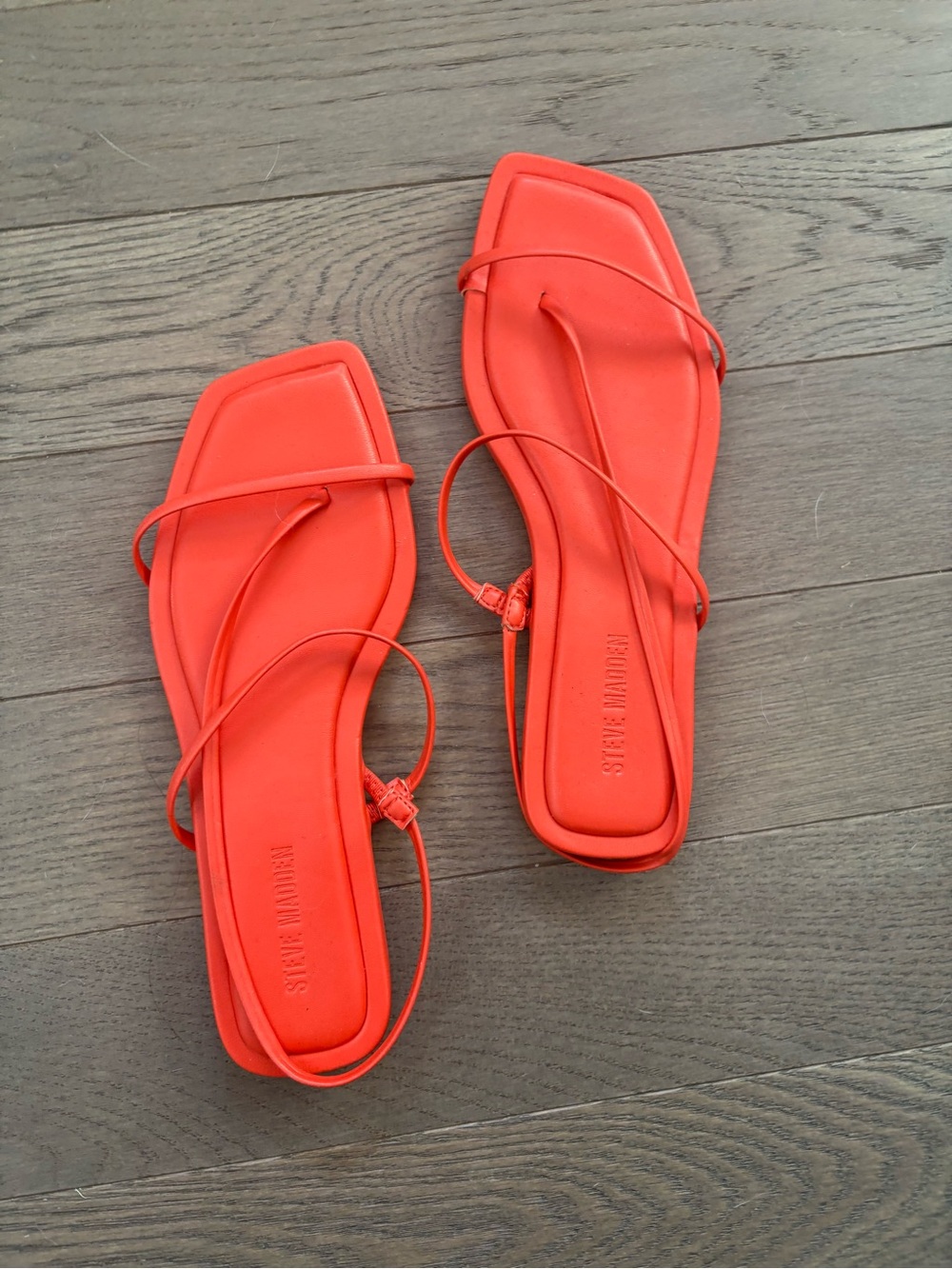 Steve Madden red orange Minimal Strap Sandals